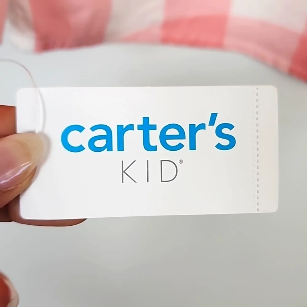 NWT Carter's Boy's Pink Checkered Kids Long Sleeve Button Front Shirt, sz 12-12A